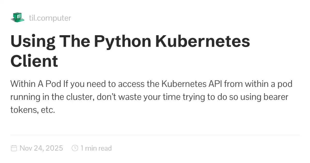 Using The Python Kubernetes Client
